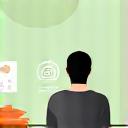 Person meditating during a lunch break in an office setting
